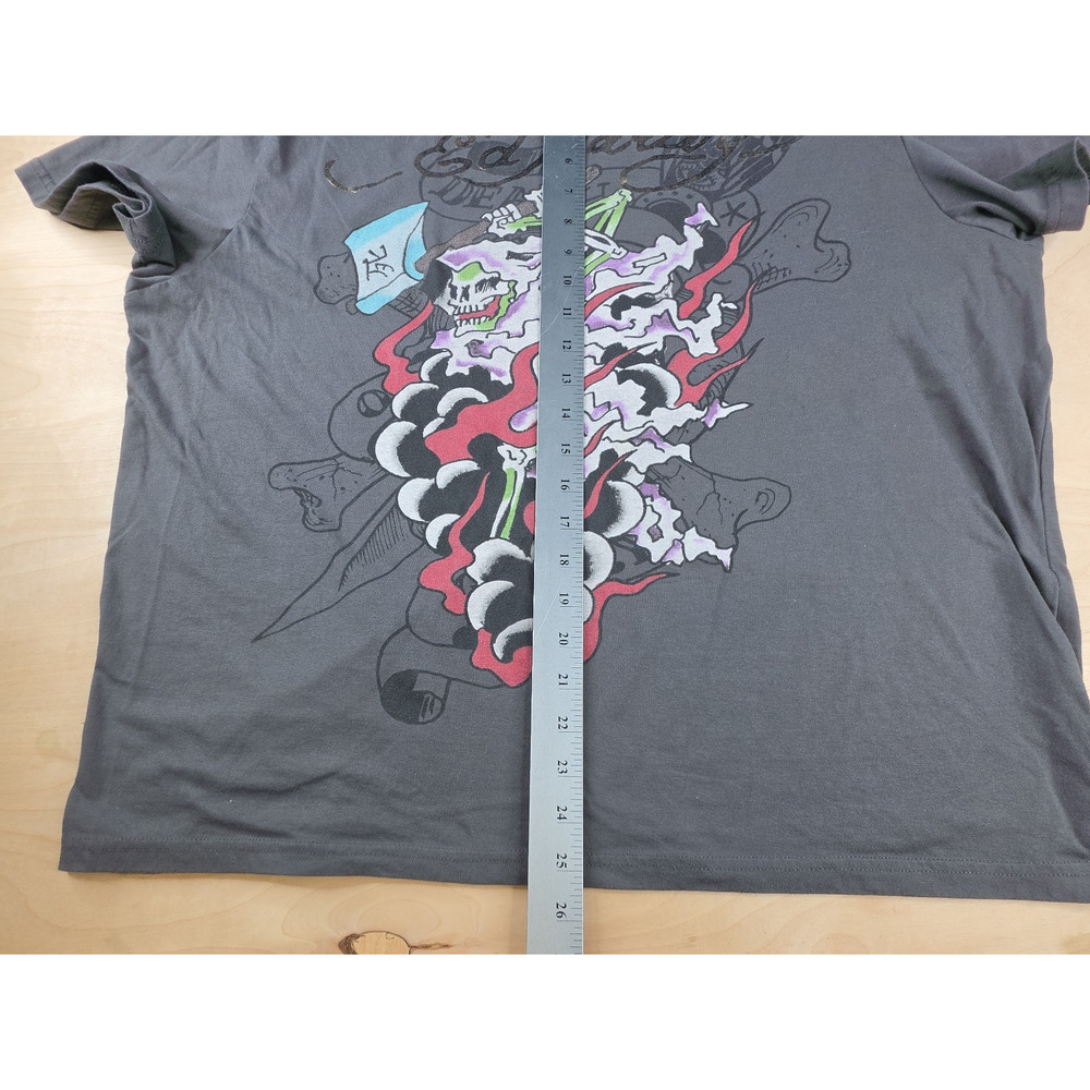 Ed Hardy Graphic T Shirt Men's Death Reaper Size XL Skull Dark Gray - Picture 4 of 8